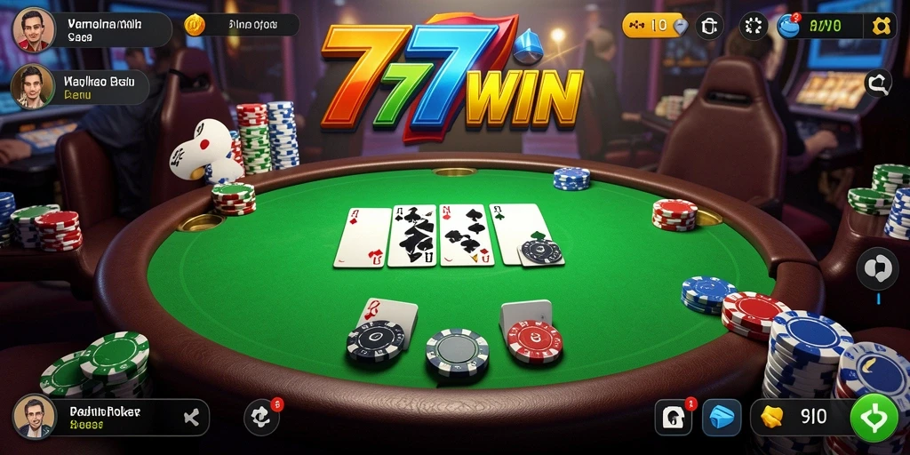 Screenshot gameplay 777WIN dengan tampilan kartu poker yang menarik
