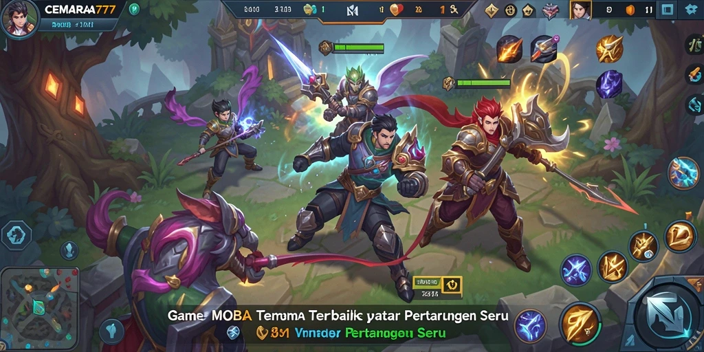Tampilan dinamis gameplay CEMARA777 dengan aksi pertarungan seru.
