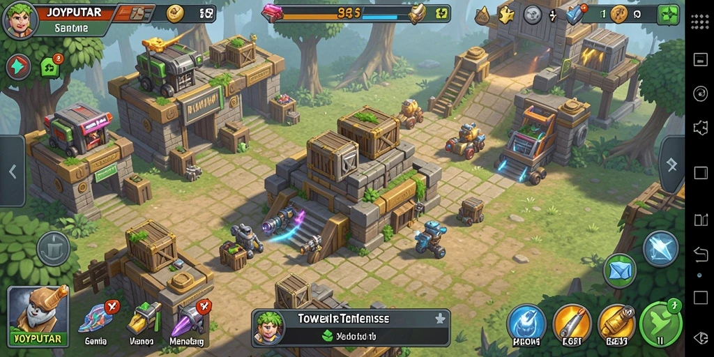 Tampilan gameplay intens dalam JOYPUTAR dengan strategi Tower Defense.