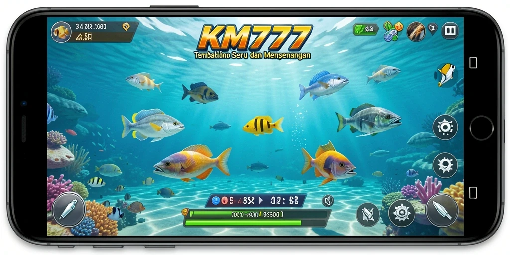 Tampilan gameplay KM777 yang menegangkan saat menembak ikan.