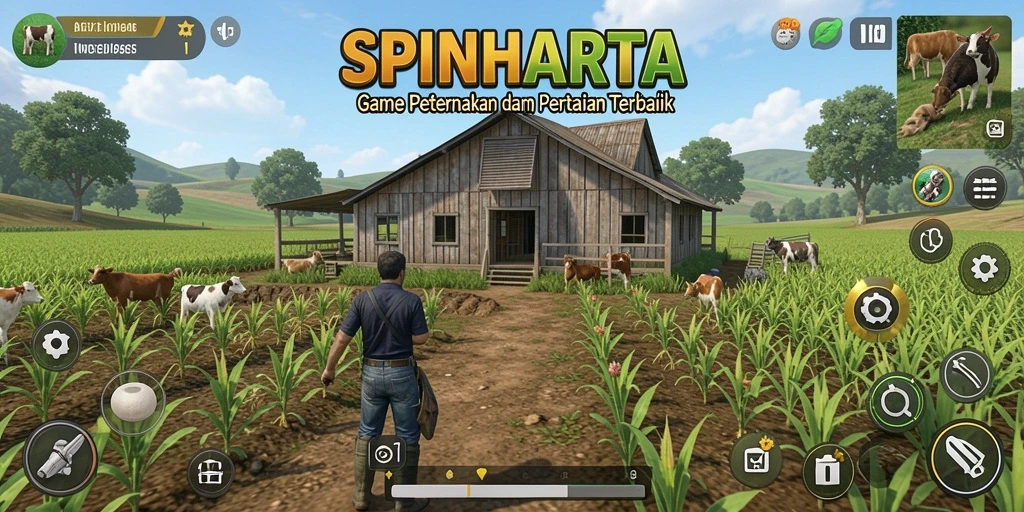 Gameplay menarik SPINHARTA dengan aktivitas bertani yang seru.